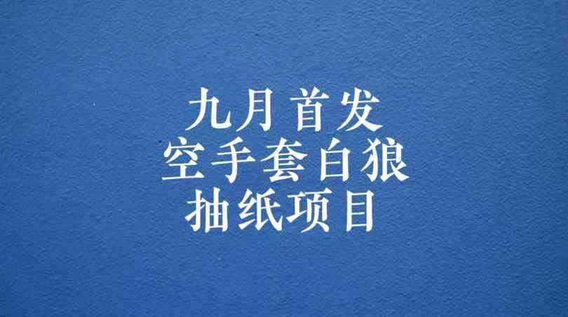 0成本，日入100-500空手套白狼抽纸项目，保姆级教学
