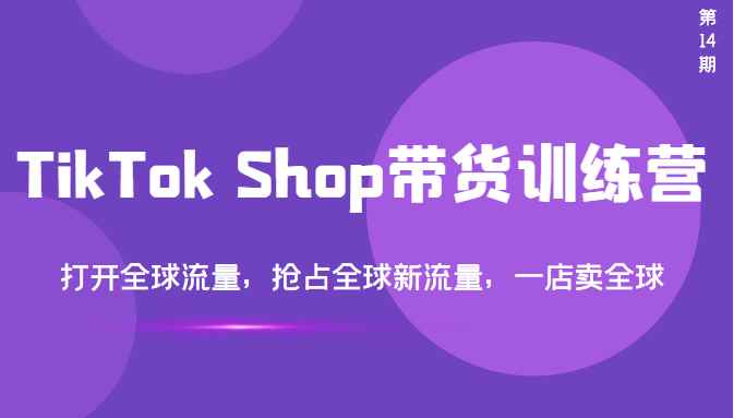 TikTok Shop带货训练营，打开全球流量，抢占全球新流量，一店卖全球（第14期）