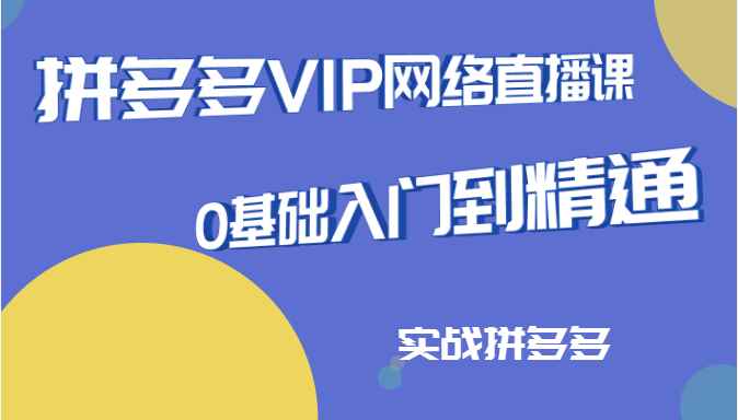 拼多多VIP6月份网络直播课，0基础入门到精通实战拼多多