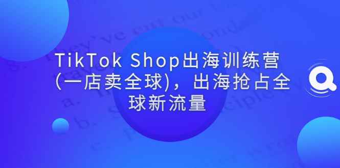 TikTok Shop出海训练营（一店卖全球)，出海抢占全球新流量（新）
