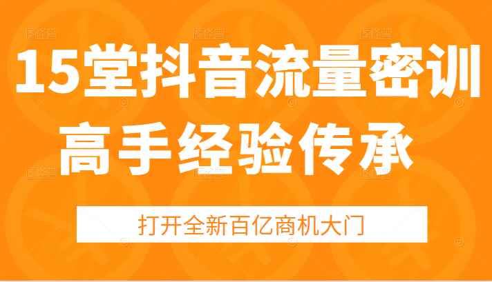 15堂抖音流量密训，高手经验传承，帮你打开一个全新的百亿商机的大门（无水印）